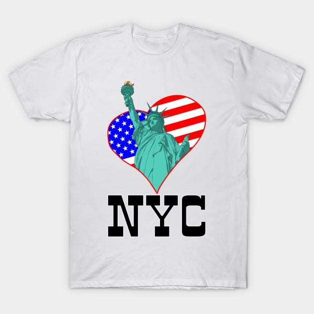 Statue of Liberty in the heart and NYC T-Shirt by STARSsoft